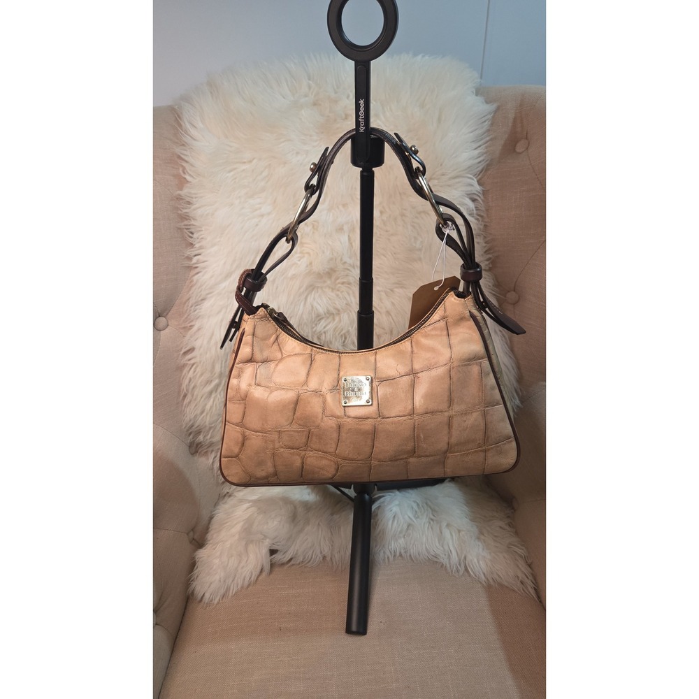 DB89 Dooney & Bourke tan croc embossed shoulder